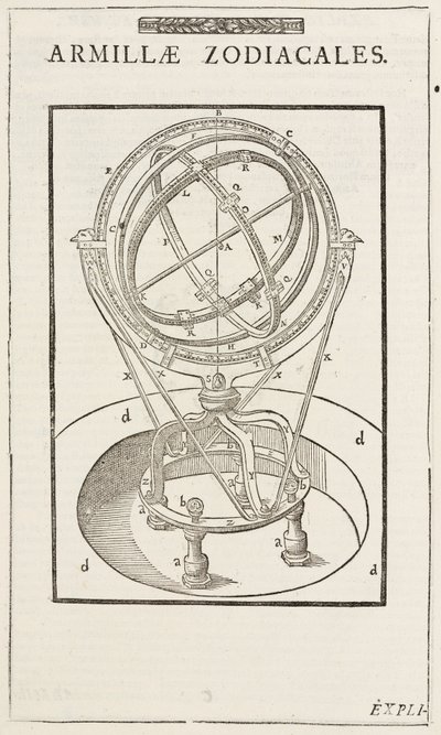 Tycho Brahes zodiakalarmillarsfär, före 1570 av John Pardon