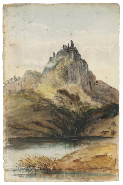 Sida ur "Sketches in New Zealand" (akvarell på papper) av Richard Aldworth Oliver