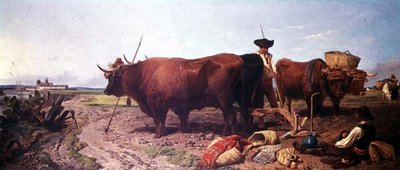 Plöjning i Spanien, middagsvila med Sevilla bortom av Richard Ansdell