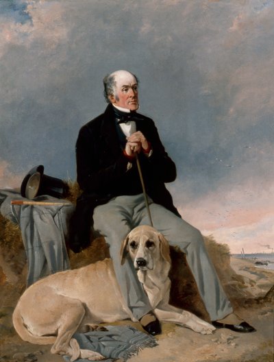 Porträtt av en gentleman med sin labrador (olja på duk) av Richard Ansdell