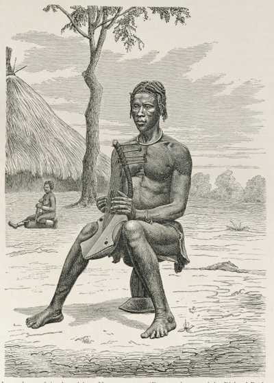 A Harp Player of the Azandeh eller Nyam-Nyams, från "The History of Mankind" av Prof. Friedrich Ratzel, pub. år 1904 av Richard Buchta