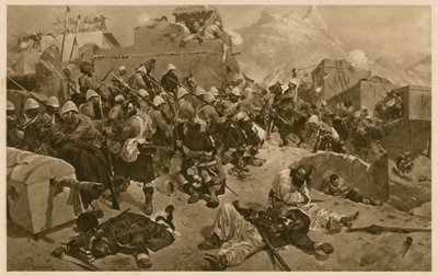 92nd Highlanders och 2nd Gurkhas stormar Gundi Mulla Sahibdad under slaget vid Kandahar, Afghanistan, andra anglo-afghanska kriget av Richard Caton II (after) Woodville