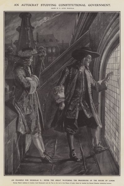 En autokrat som studerar konstitutionell regering (litho) av Richard Caton II (after) Woodville