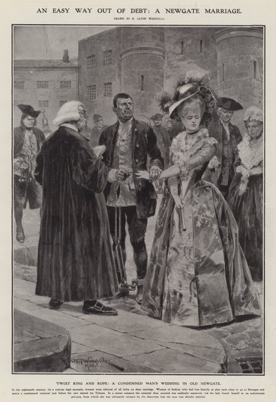 En enkel väg ut ur skulden: ett Newgate-äktenskap (litho) av Richard Caton II (after) Woodville