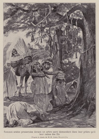 Arabiska kvinnor som prostrerar sig framför ett heligt träd i bön om att de ska få barn (litho) av Richard Caton II (after) Woodville