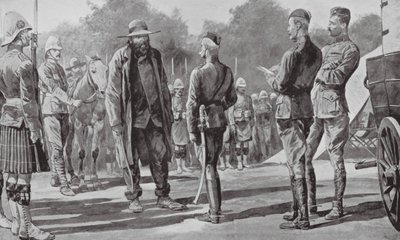 Kommendant Cronje kapitulerar för Lord Roberts (litografi) av Richard Caton II (after) Woodville