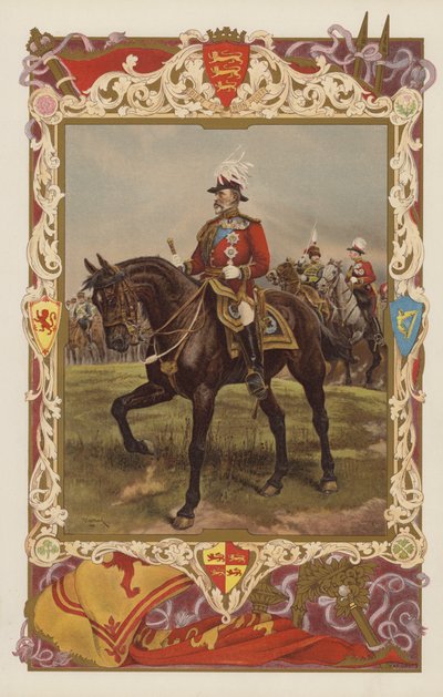 Kung Edward VII i uniform av en fältmarskalk (färg litho) av Richard Caton II (after) Woodville