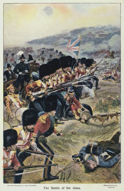 Slaget vid Alma (färg litho) av Richard Caton II (after) Woodville
