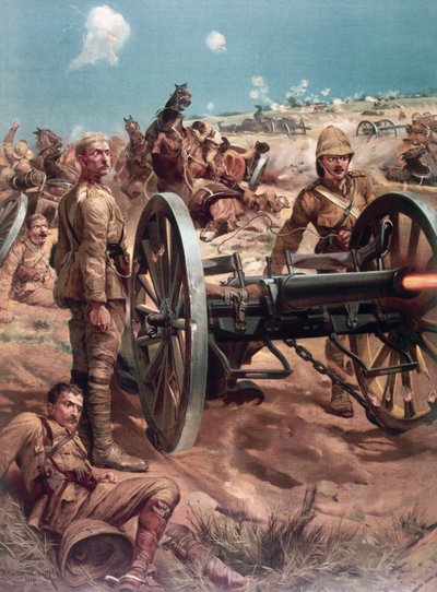 The Last Shot at Colenso, löjtnant Roberts tjänar sin VC (colour litho) av Richard Caton II (after) Woodville