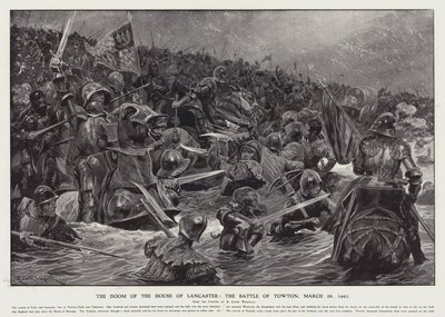 The doom of the House of Lancaster: the Battle of Towton, 29 mars 1461 (litho) av Richard Caton II (after) Woodville