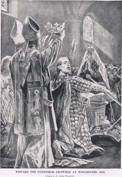 Edvard Bekännaren krönt i Winchester, 1043, från "Hutchinson