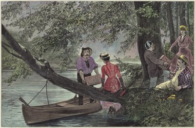 En flodpicknick (färggravyr) av Richard Caton Woodville junior