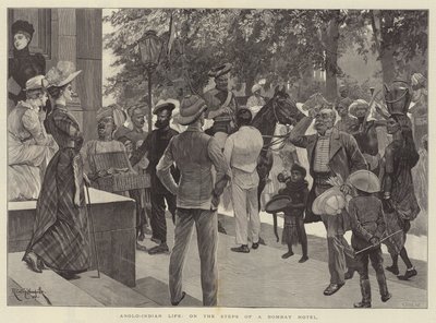 Anglo-Indian Life, on the Steps of a Bombay Hotel av Richard Caton Woodville junior