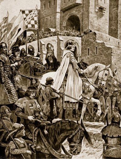 Beckets procession genom Frankrike, 1158, illustration från 