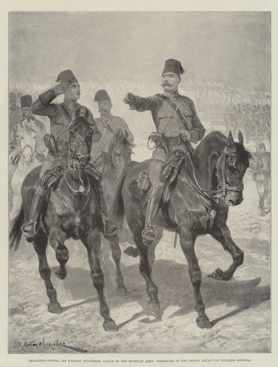 Brigadgeneral Sir Herbert Kitchener, Sirdar från den egyptiska armén, befälhavare för trupperna som avancerar mot Dongola av Richard Caton Woodville junior