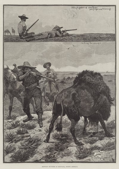 Buffalo Hunters i Montana, Nordamerika av Richard Caton Woodville junior