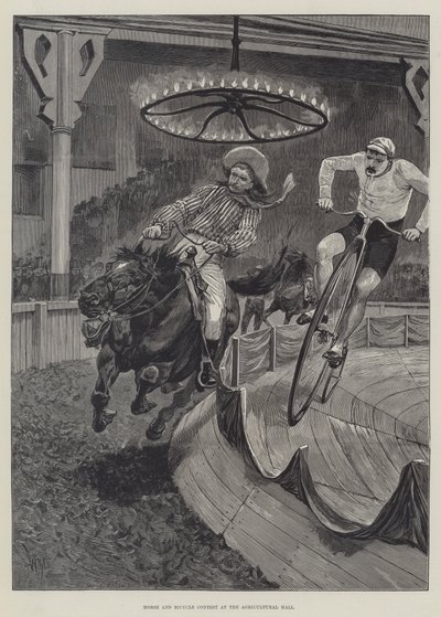 Häst- och cykeltävling i Lantbrukshallen av Richard Caton Woodville junior