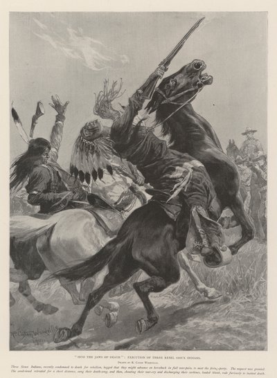 Into the Jaws of Death, avrättning av tre rebelliska siouxindianer av Richard Caton Woodville junior