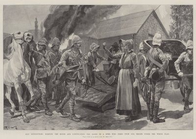 Bara vedergällning, brännande av huset och konfiskering av gods från en boer som sköt mot våra trupper under den vita flaggan av Richard Caton Woodville junior