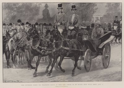 Lord Kitchener passerar Wellington-statyn vid Hyde Park Corner när han återvänder från Sydafrika, 12 juli. av Richard Caton Woodville junior