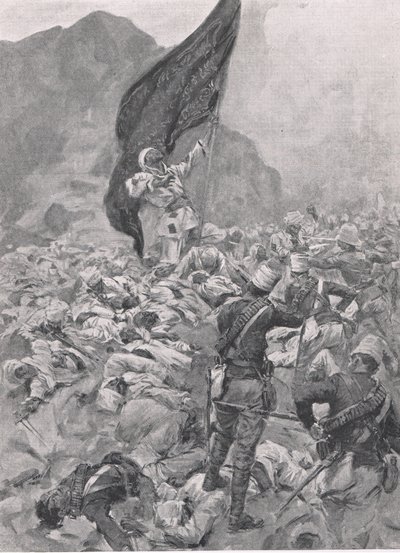 Omdurman: Den sista bäraren av den svarta flaggan, 2 september 1898, illustration från British Battles on Land and Sea, 1915 av Richard Caton Woodville junior
