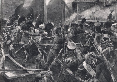 The 42nd Highlanders driver fransmännen ut ur Elvina, illustration från 