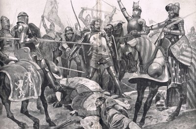 The Last Stand av John II France at the Battle of Poitiers, illustration form 