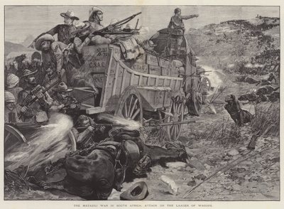 Matabili-kriget i Sydafrika, Attack på Laager of Wagons av Richard Caton Woodville junior