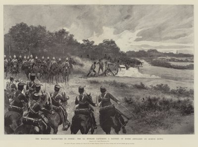 De militära manövrarna i Sussex, de 3:e husarerna som fångar ett batteri av hästartilleri på Burton Down av Richard Caton Woodville junior