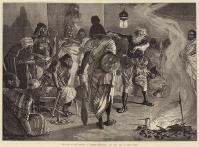 Kriget i Soudan, en dervisch som predikar det heliga kriget för arabiska hövdingar av Richard Caton Woodville junior