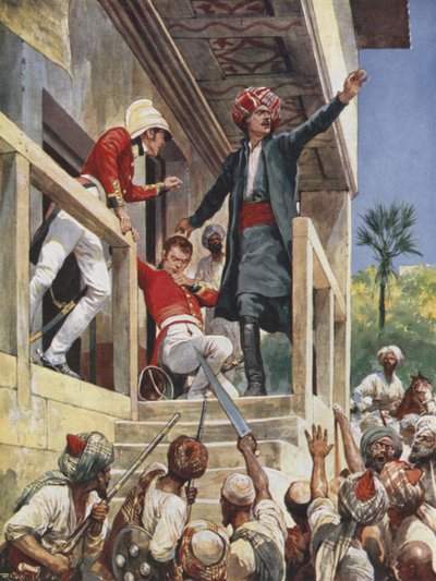 Attacken på Sir Alexander Burnes hus, 1841 av Richard Caton Woodville junior