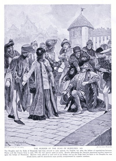 Mordet på hertigen av Bourgogne AD1419, 1920-talet av Richard Caton Woodville junior