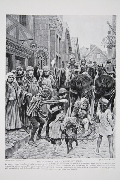 Straffet för en bedräglig bagare, illustration från 