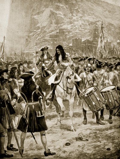 Överlämnandet av Gibraltar till engelsmännen, 24 juli 1704, illustration från 