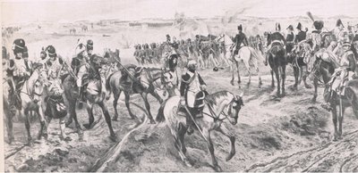 Waterloo 18 juni 1815: The Old Guard, illustration från brittiska Battles on Land and Sea, 1915 av Richard Caton Woodville junior