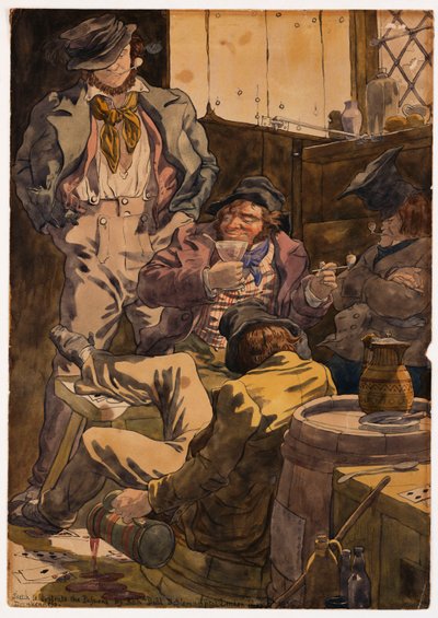 Skiss för att illustrera passionerna - Drunkenness, 1854 av Richard Dadd