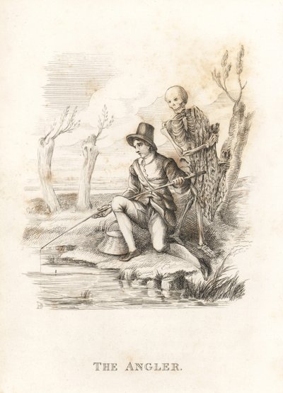 Dödens skelett och sportfiskaren. ,1827 (gravyr) av Richard Dagley