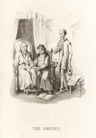 Dödens skelett och kvacksalvaredoktorn. ,1827 (gravyr) av Richard Dagley