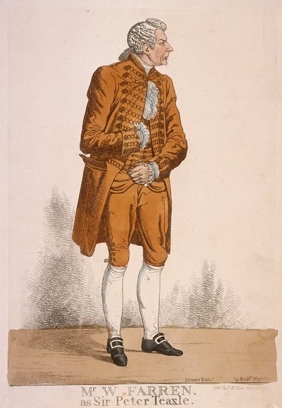 Skådespelaren William Farren som Sir Peter Teazle, 1824 av Richard Dighton