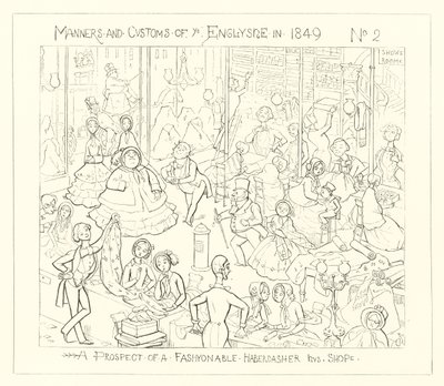 1849, En utsikt till en fashionabel sybehörsaffär av Richard Doyle