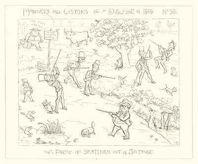 1849, ett sällskap av idrottare ute och skjuter av Richard Doyle