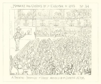 1849, En teater som visar huset road av den komiska skådespelaren av Richard Doyle