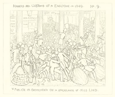 1849, Allmänheten om sin spänning över fröken Linds uppträdande av Richard Doyle
