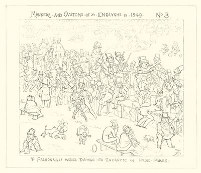 1849, den fashionabla världen börjar träna i Hyde Park av Richard Doyle
