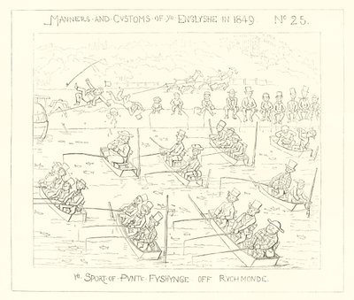 1849, sporten med puntfiske utanför Richmond av Richard Doyle