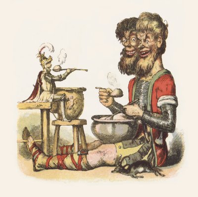 Illustration för Jack The Giant Killer (färg litho) av Richard Doyle