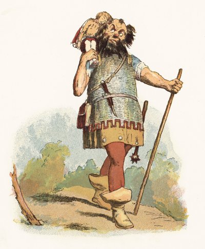 Illustration för Jack The Giant Killer (färg litho) av Richard Doyle