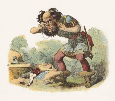 Illustration för Jack The Giant Killer (färg litho) av Richard Doyle