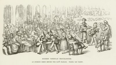 Moderna venetianska trubadurer, en kvällsscen före Caffe Florian, Piazza San Marco av Richard Doyle