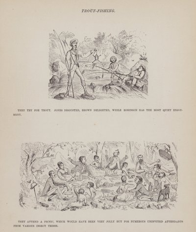 Sida från The American Tour of Mrs Brown, Jones and Robinson (gravyr) av Richard Doyle